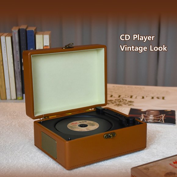 CD Player BT 5.0 Music U Disk Album Portable CD Player Built-in Speakers with Remote Control, Portable BT Desktop CD Player, Vintage Design, HiFi Speakers, Audio in, Best Gift