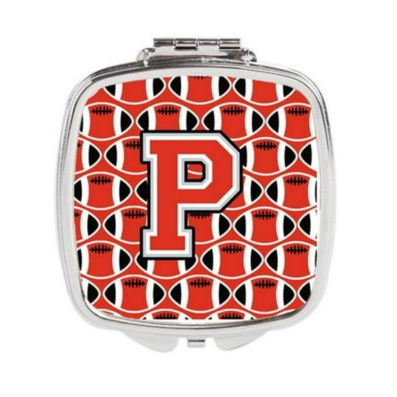 Carolines Treasures Letter P Football Scarlet & Grey Compact Mirror - Scarlet & Grey