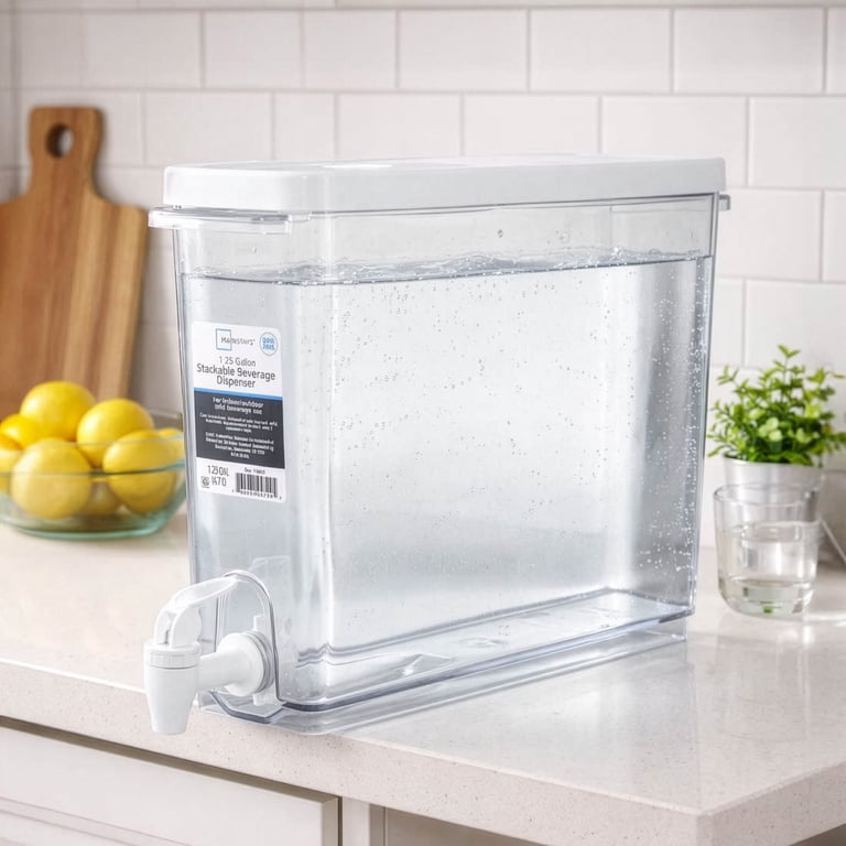 Mainstays 1.25 Gallon Drink Dispenser, Clear Beverage Container