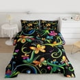 thumbnail image 2 of Manfei Country Plant Floral Queen Comforter Set,Rustic Botanical Flower Bedding Sets,Green Black Yellow Bedding Comforter Set For Adults,Ultra Soft Home Decor Reversible,3-Piece, 2 of 8