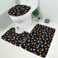 thumbnail image 2 of Excavator and Ship Black Pattern 3 Piece Bathroom Rug Set, Non Slip Absorbent Bath Mats with U-Shaped Contour Rug and Toilet Lid Cover, 2 of 5