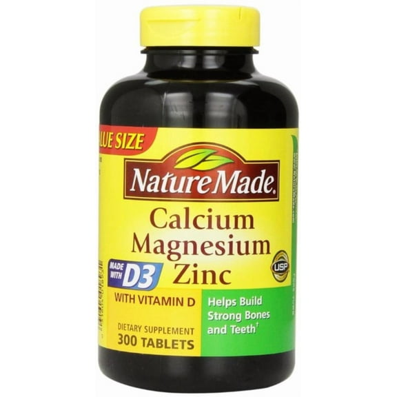 Nature Made Calcium Magnesium Zinc Tablets 300 ea (Pack of 4)