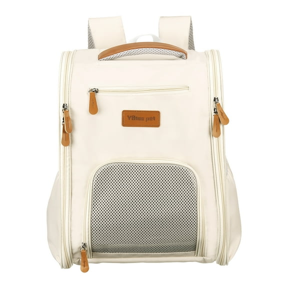 Uxcell Pet Backpack Carrier, Portable and Ventilated, Oxford Cloth, Dogs Cats and Little Animals Travel Bag 13.39", (Beige, 1 Pcs), Intended for Hiking / Camping / Traveling