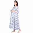 thumbnail image 1 of DWEEP SARA White & Blue Block Printed Maternity Dress, XXL/44, 1 of 5