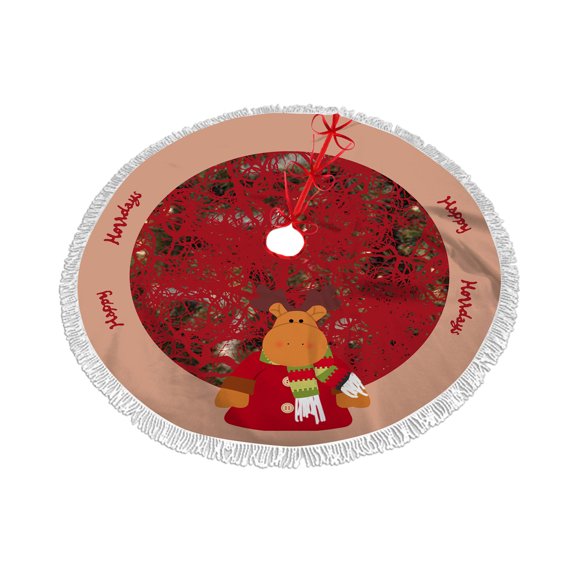 TIMIFIS Christmas Tree Skirt Linen Burlap Buffalo Plaid Edge Decoration for Merry Christmas Party Red and Black Buffalo Christmas Tree Skirt Decorations