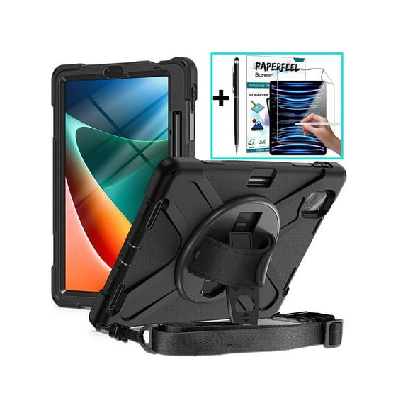 Protective Case for Xiaomi Mi Pad 5 / Mi Pad 5 Pro 11 inch 2021 with Pencil Holder & Kickstand, Portable ShockProof Cover with Rotatable Handle, Shoulder Strap, Stylus Pen