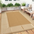 thumbnail image 2 of Garvee 9'x12' Outdoor Rug Waterproof Plastic Straw Rug, Modern Bordered Outdoor Carpet UV-Resistant Reversible Mat for Patio RV Deck Beach Porch, Coffee, 2 of 6