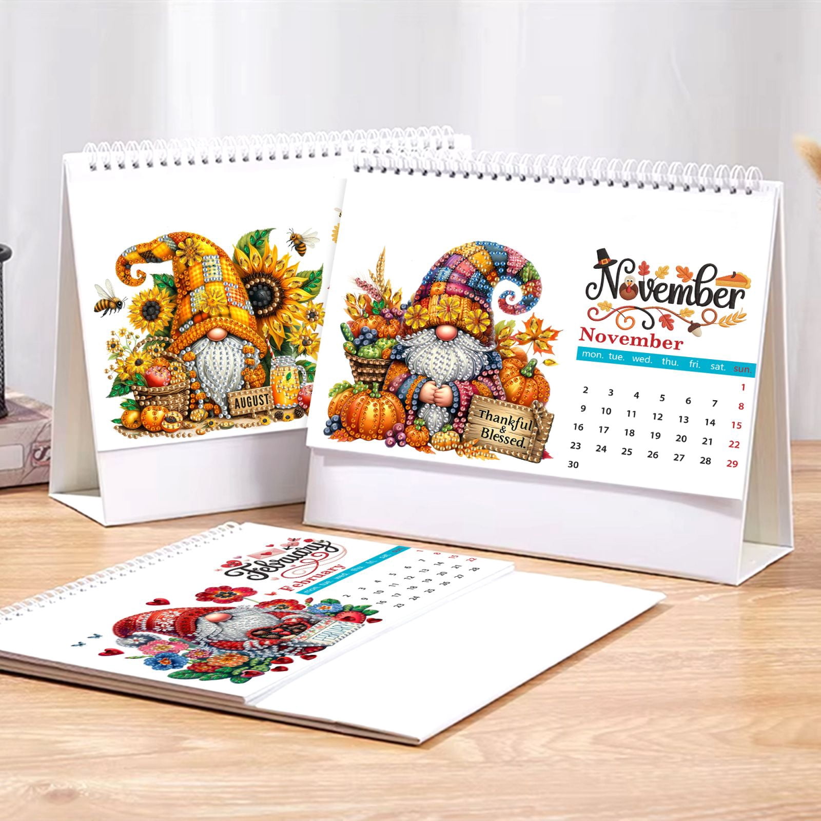FLOPESN 2026 DIY Diamond Art Painting Desk Calendar,Thick Paper Monthly Flip Tabletop Calendars for Office Home Decor Planning-Goblin