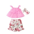 thumbnail image 2 of SILVERCELL 3M-2T Baby Girls Summer Floral Outfits Clothes Ribbed T-shirt Vest Tops + Floral Shorts + Headband Set, 2 of 6