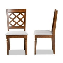 Bowery Hill Grey Upholstered and Brown Finished Wood 2-Piece Dining Chair Set