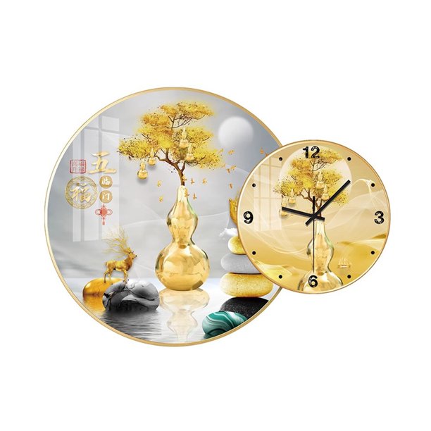 Juego de reloj de pared con pintura de pared de cerámica, relojes colgantes de arte de pared, decoración moderna de lujo de alta gama for sala de estar, dormitorio, hoteles, restaurantes