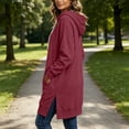 thumbnail image 5 of Kezqiaxn Womens Hoodie Fashion Solid Color Side Slit Casual Long Sweatshirts Long Sleeve Drawstring Pullover Tops with Pockets, 5 of 6