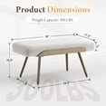 thumbnail image 2 of Dayalane 35.5" Mid-Century Modern Boucle Upholstered Bench, Tufted Ottoman Accent Bench with Solid Wood Trim, Bronze Metal Legs for Entryway, End of Bed, Beige, 2 of 13