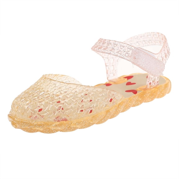 JAJAHO Girls Jelly Sandals Soft Sole Lightweight Hook And Loop Outdoor Water Beach Flat Sandals For Kids Toddler Versatile Shoes