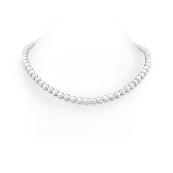 ANGARA 7-8mm, 20" Single Strand Japanese Akoya Cultured Pearl Necklace in 14K White Gold for Women | June Birthstone, Birthday, Anniversary, Jewelry Gift for Women | Pearl Necklace