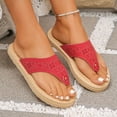 thumbnail image 4 of enyan White Platform Sandals Women's Arch Support Yoga Mat Comfortable Summer Beach Walking Thong Cushion Sandals Slip On Indoor Outdoor,Red,Size 10.5, 4 of 6