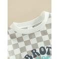 thumbnail image 5 of Baby Boys Long Sleeve Sweatshirt Romper Checkboard Patterns Letter Printed Casual Playsuit One-Piece Outfits, 5 of 9