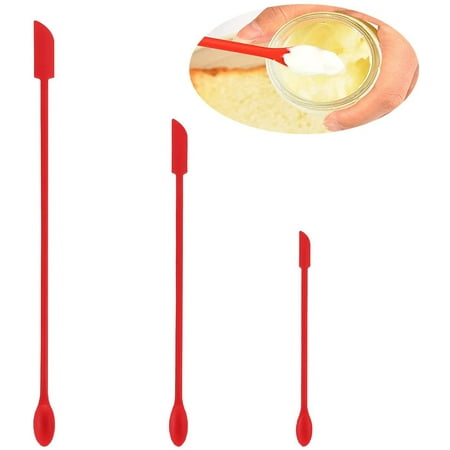 

Silicone Spatula Food Grade Heat Resistant Jam Mini Rubber Spatula Thin Jar Scraper Set- 3 Pieces (red)