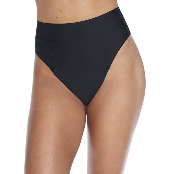 Camio Mio Womens Black High-Waist Bikini Bottom Style-S20207-BLK Swimsuit