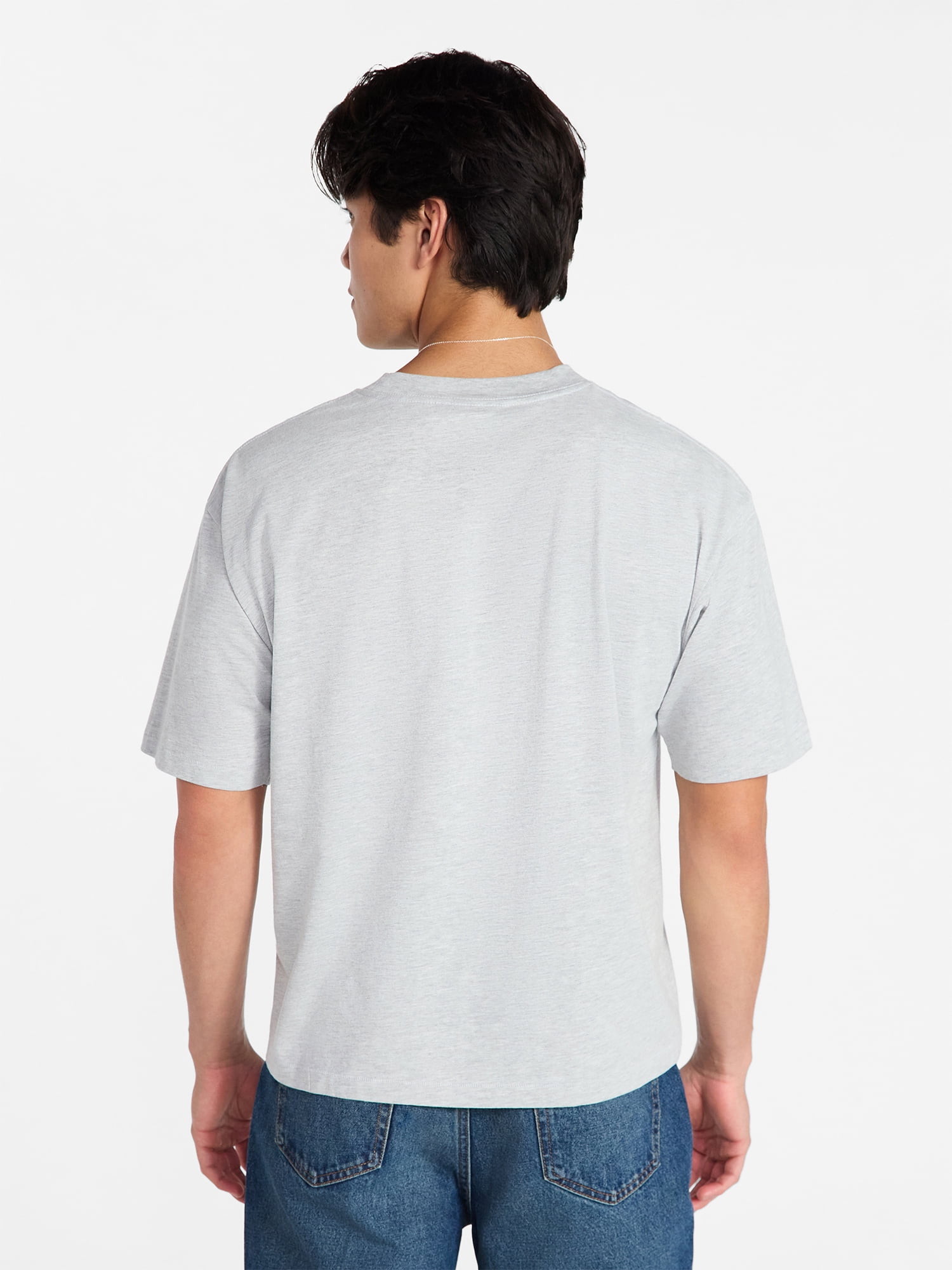 No Boundaries Cotton Oversized Cropped Tee with Short Sleeves, Men's and Big Men's XS-5XL