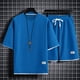 thumbnail image 1 of WILLBEST Traje Deportivo Informal de Manga Corta de Verano para Hombre, Traje de Dos Piezas con Camisa Holgada y Pantalones Cortos, 1 of 4