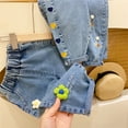 thumbnail image 4 of Mercatoo Toddler Heart Embroidery Jeans Straight Baggy Harem Washed Denim Pants Kids Baby Elastic Waist Pull on Jeans Trousers, 4 of 8