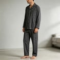 thumbnail image 3 of Xcmzpl Mens Cotton Pajama Set Soft Button Down Sleepwear Lounge Pjs Bottoms Long Sleeve Loungewear Comfy Lightweight Breathable Sleep Sets with Pockets M-4XL, 3 of 5