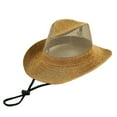 thumbnail image 2 of XIAOCHA Mens Mesh Cowboy Hat Wide‑Brim Sun Hat Summer Outdoor Boonie Hat,Khaki, 2 of 6
