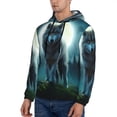 thumbnail image 3 of Honeii Wolf Pattern Mens Hoodies Men's Loose Sleeve Sweatshirt,Pullover Hooded Sweatshirt for Men,Essentials Hoodie-4X-Large, 3 of 7