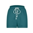 thumbnail image 5 of BLVB Cotton Linen Shorts for Women Casual Elastic Waist Drawstring Rolled Hem Summer Lounge Shorts with Pockets, 5 of 6