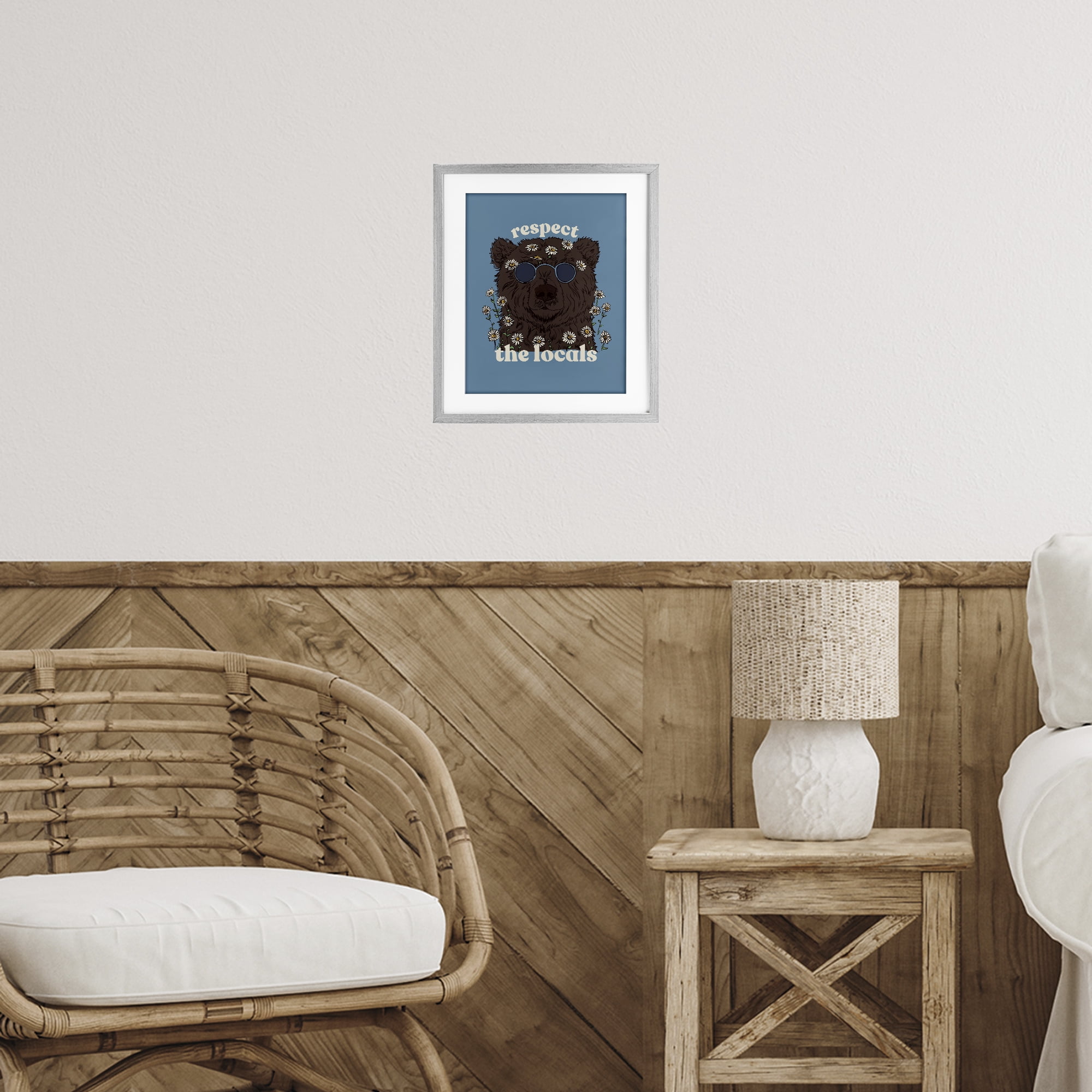 Stupell Industries Respect The Locals Bear Gray Framed Print Under Glass, design by Two If By Sea Studios