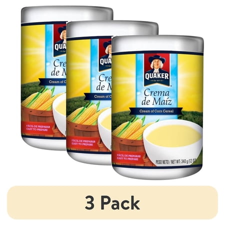 (3 pack) Quaker Cream of Corn Hot Cereal Cornmeal Dry Mix, 340g Bag