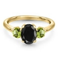 thumbnail image 3 of Gem Stone King 10K Yellow Gold Black Sapphire and Green Peridot Engagement Ring for Women | 2.26 Cttw | Oval 8X6MM | Gemstone September Birthstone | Size 6, 3 of 6