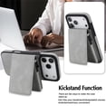 thumbnail image 4 of Leather For iPhone 17 Pro Max Case With  2-in-1 Pop-up Card Holder, Wallet Case For Women Men With RFID Blocking, Durable Leather Kickstand Magnetic Clasp Shockproof Phone Case,Grey, 4 of 8