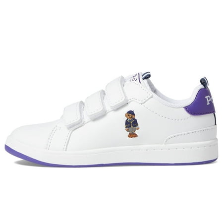 POLO RALPH LAUREN Girl's Heritage Court Bear EZ (Toddler) White/Purple School Girl Bear 9 Toddler M