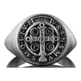 thumbnail image 4 of St Benedict Signet Pinky Ring for Men in Sterling Silver, Extraordinary Cross Ring in Christianity, Antique Faith Ring in Silver, Men Gifts, 4 of 5