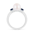 thumbnail image 2 of ANGARA Japanese Akoya Cultured Pearl & Blue Sapphire Engagement Ring in 14K White Gold for Women | June Birthstone, Birthday, Anniversary, Jewelry Gift for Women | Pearl Ring, 2 of 8