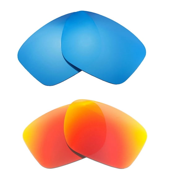 Walleva Polarized Fire Red   Ice Blue Replacement Lenses For Oakley Sliver OO9262 Sunglasses