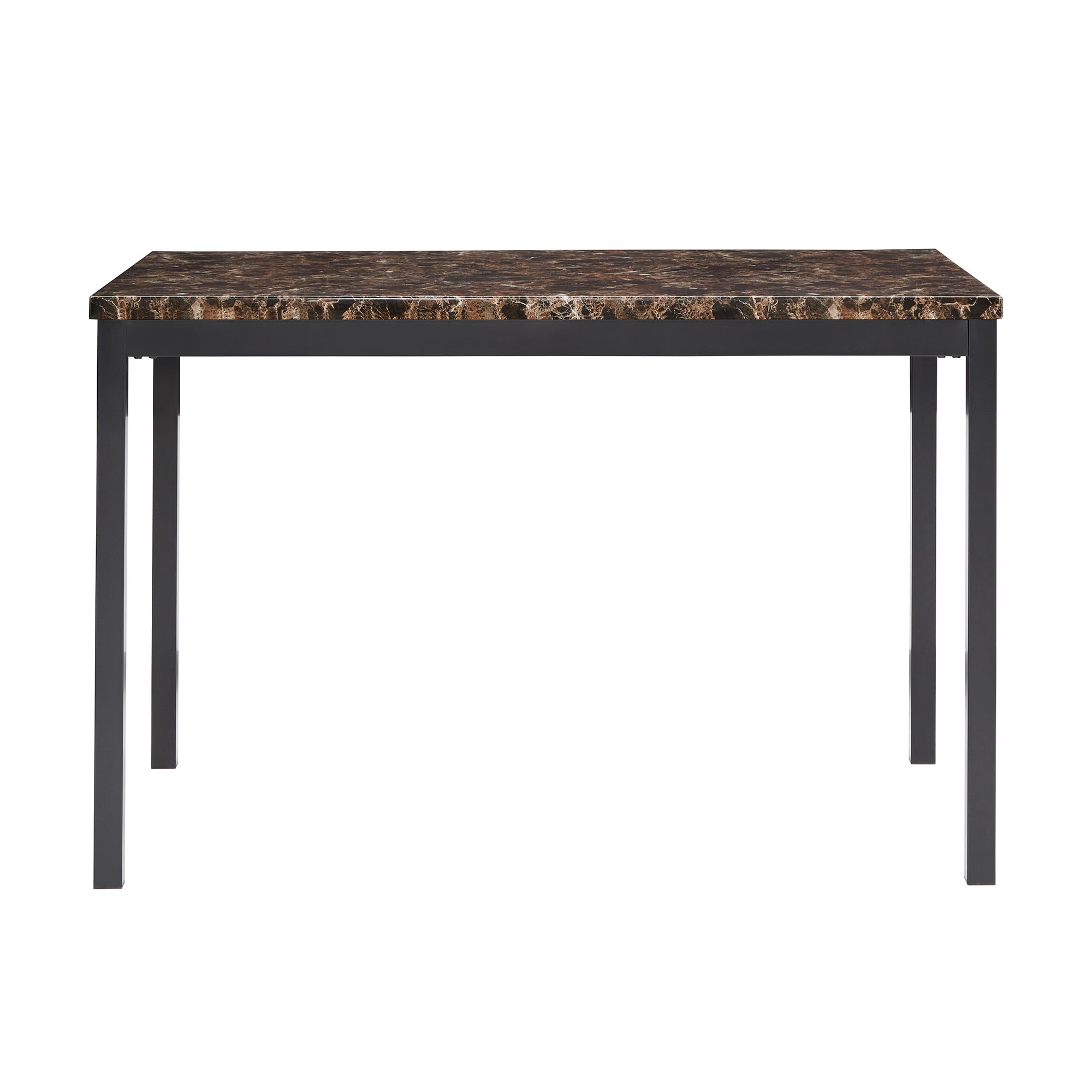 Weston Home Declan 48" Rectangle Faux Marble Top Dining Table with Black Finish