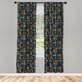 thumbnail image 3 of Ambesonne Geometric Curtains, Retro Halved Rounds, Pair of 28"x95", Multicolor, 3 of 5