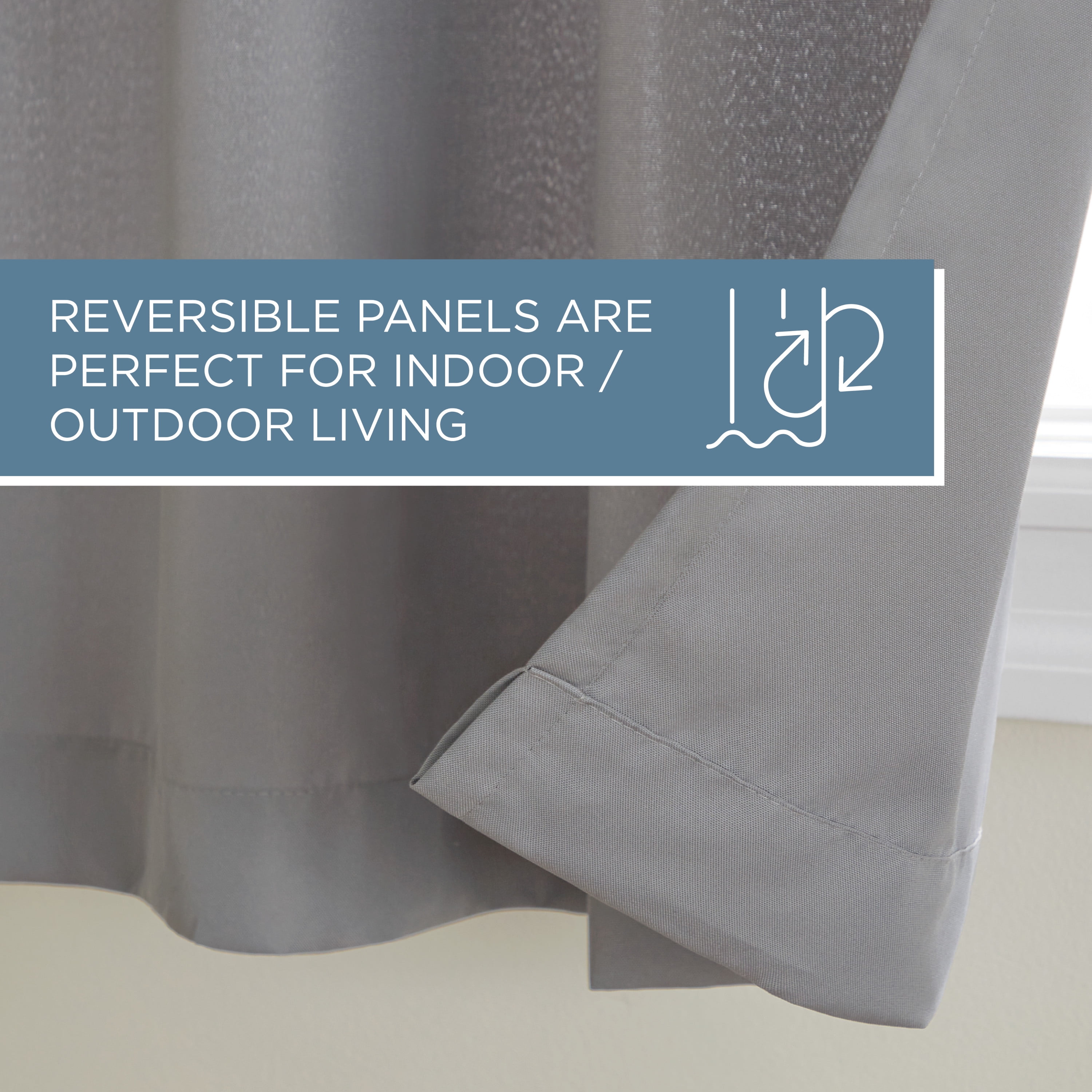 TOWN & COUNTRY BASICS Cabana Solid Heavyweight Indoor Outdoor Curtains, Light Filtering Opacity with Grommet Top, Water Repellent, 2-Pack Set, 54"x84", Medium Grey