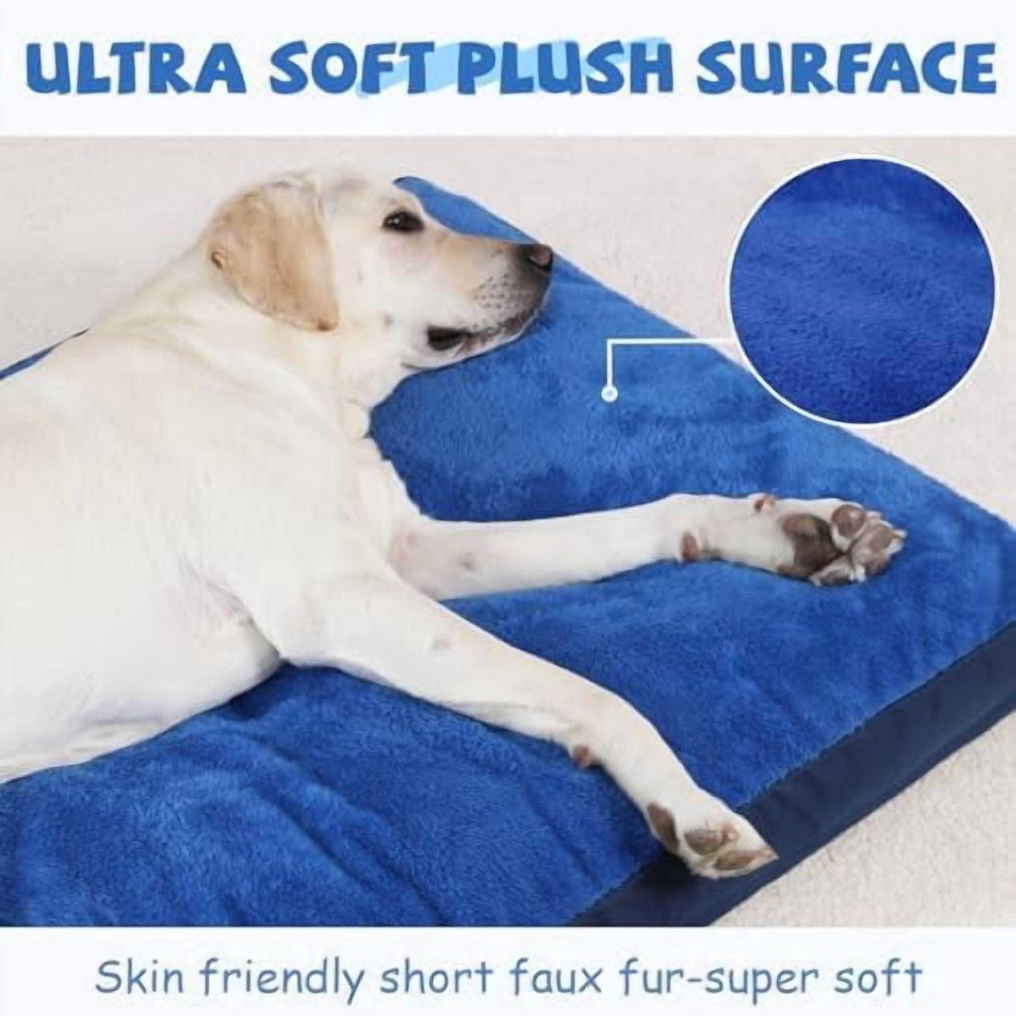 Dog Crate Bed Waterproof Deluxe Plush Dog Beds with Removable Washable Cover Anti-Slip Bottom Pet Sleeping Mattress for Large, Medium, Jumbo, Small Dogs, 41 x 27 inch, Navy