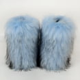 thumbnail image 4 of Plush Snow Boots for Women Slip on Mid Calf Winter Furry Booties Fashion Round Toe Flat Shoes Comfy Short Ankle Boots Sky Blue Size 8.5, 4 of 7