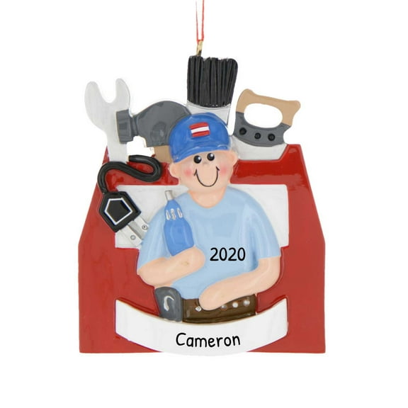 Personalized Handyman Ornament - Construction Ornament, Tool Box Ornament, Tool Ornaments for Christmas Tree, Mr Fixer Upper, Essential Worker - Handy Man - Free Customization