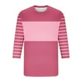thumbnail image 4 of YLSDY Fashion Men's Plus Size Striped Shirts Trendy Color Block 2025 Summer Pullover Tops Casual Loose Round Neck Long Sleeve Shirt Pink S, 4 of 4