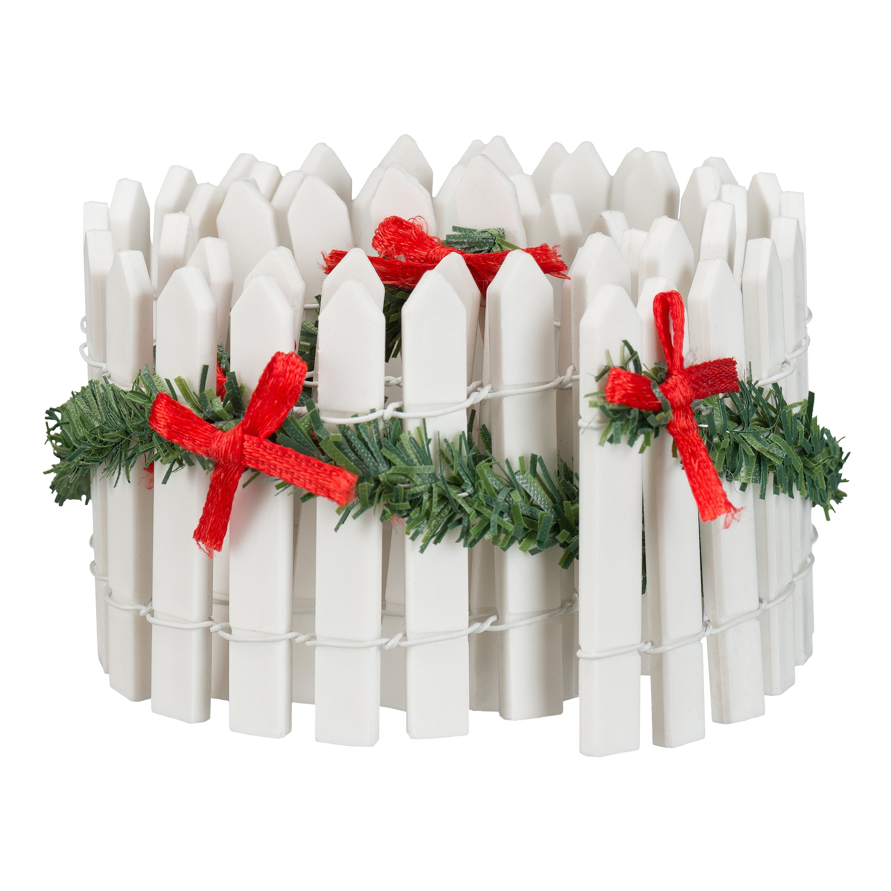 Holiday Time White Plastic Picket Fence Christmas Village Decoration, 23.23"