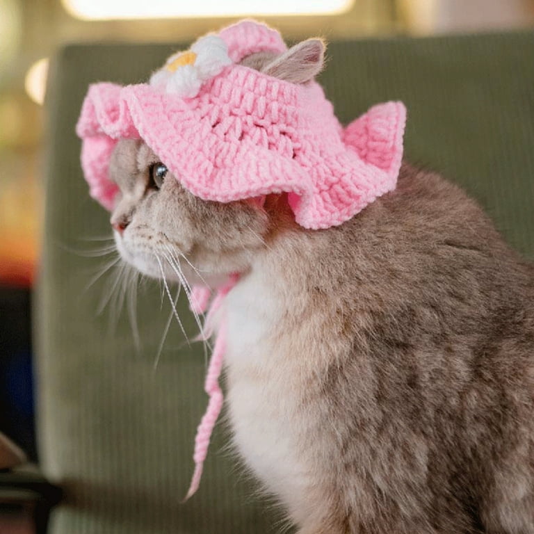 Pet Hat for Cats Dog Crochet Shape Headgear Fun Photography