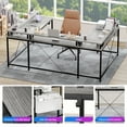 thumbnail image 4 of 126 Inch U Shaped Gaming Desk with Monitor Stand and LED Lights, Reversible Shaped Large Computer Desk with Power Outlets, Large Corner Office Desk with Storage Bag and Hooks, Grey Oak, 4 of 8