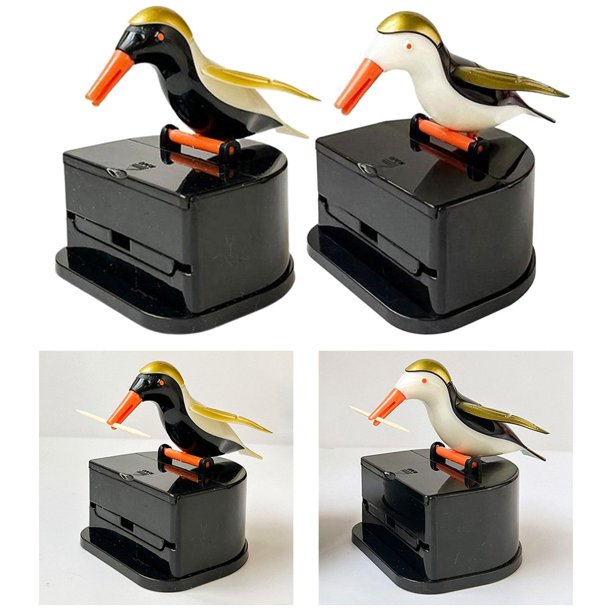 Dispensador de palillos de dientes,Dispensador de palillos de dientes tipo pájaro,Dispensador de palillos de dientes para pájaros,cocina,fiesta en casa,Soporte Aureato negro Aureato blanco BLESIY Dispensador de palillos de dientes