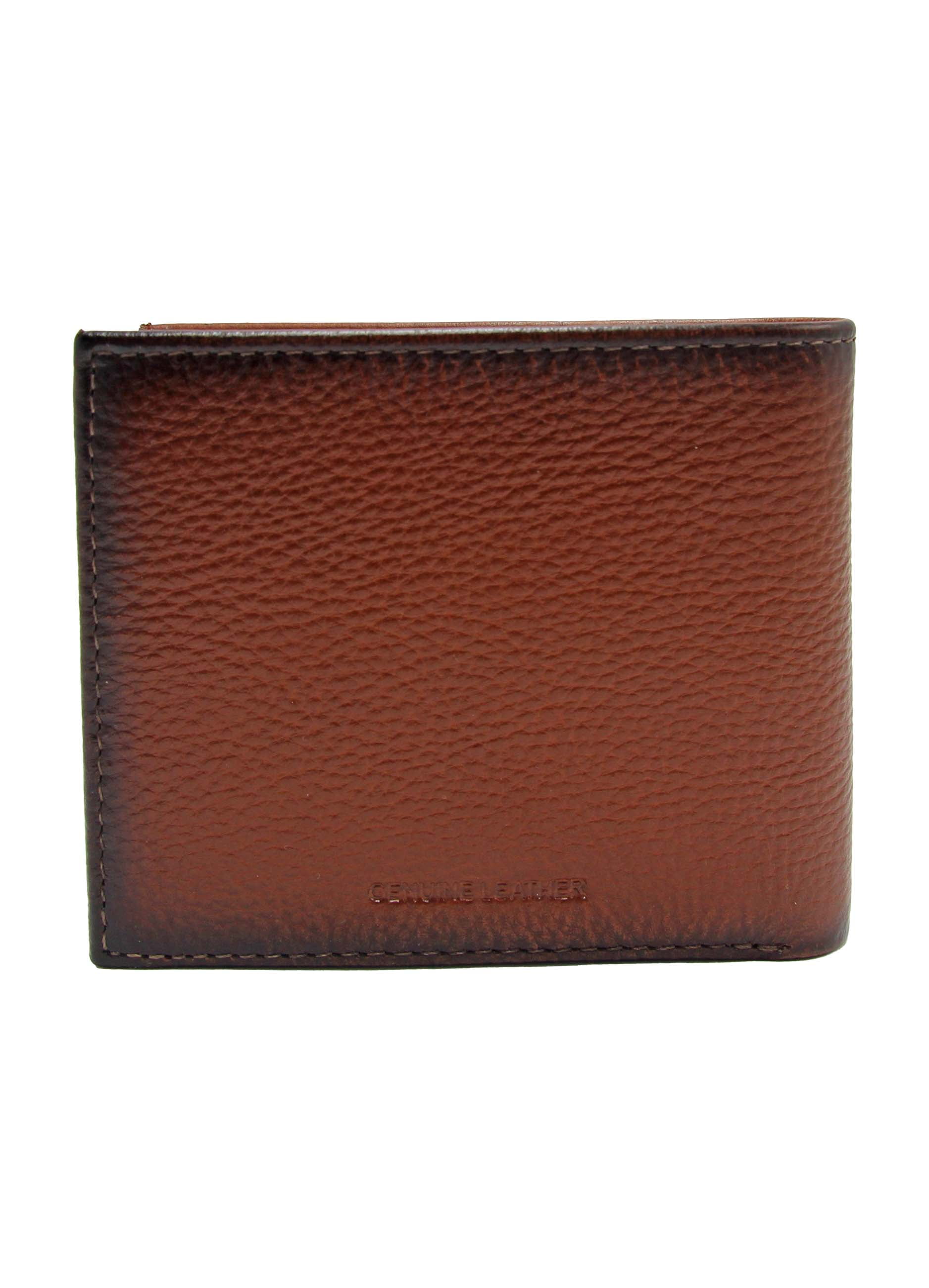Geroge Milled Leather Passcase Wallet with Burnsihed Edge - Brown
